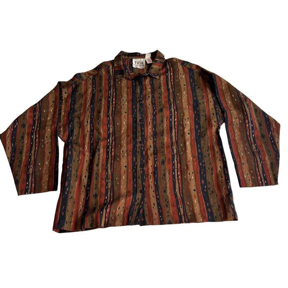Vintage Abstract Geometric Union Made Blouse - Picture 1 of 8